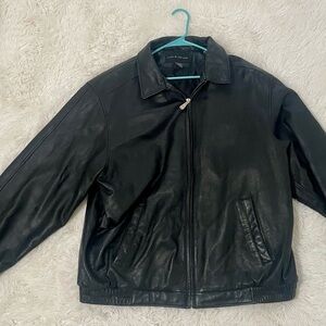 Croft & Barrows Vintage Leather Jacket Size XLTHeavy Y2K Biker Moto Black